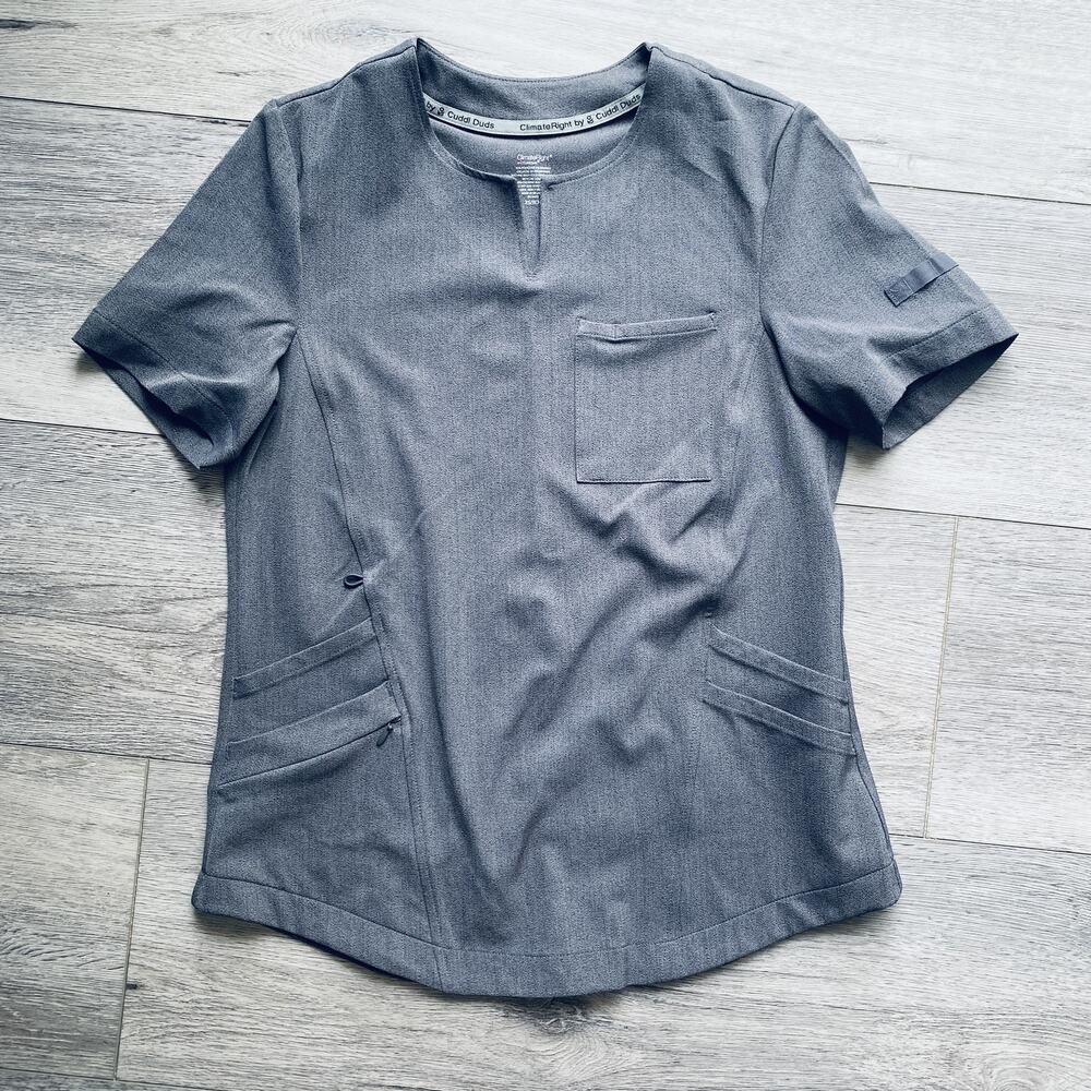 ClimateRight by Cuddl Duds Shirt Womens XS Scrub Top Utility Pocket CD8324821